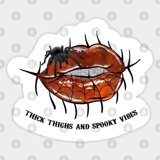 Thick thighs Spooky Vibes Sticker by MZeeDesigns